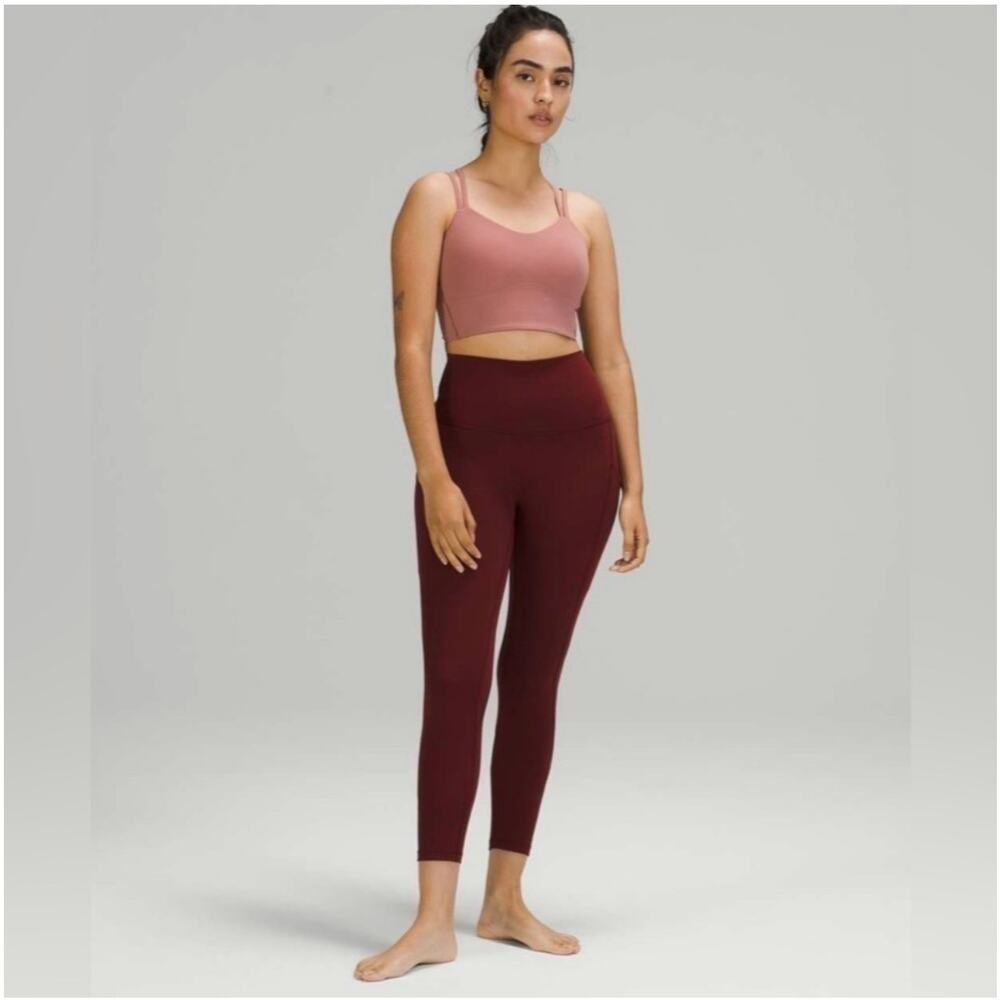 Lululemon Leggings Womens 6 Align High Rise Pockets 25" Red Merlot Yoga Pilates - Picture 2 of 12